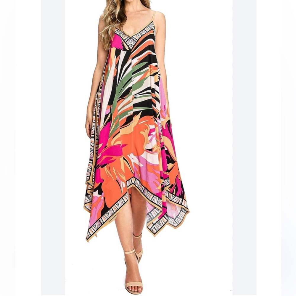 Flying Tomato Hot Pink Handkerchief Midi Dress Size Medium